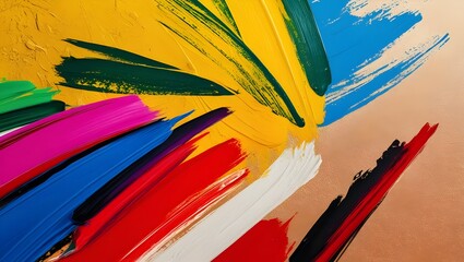 Fototapeta premium Expressive Primary Brush Strokes on a Textured Canvas Abstract Background