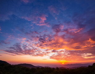 Fototapeta premium Beautiful Sunset Sky- A breathtaking view of a sunset sky, with warm and soothing colors bl_1(33)