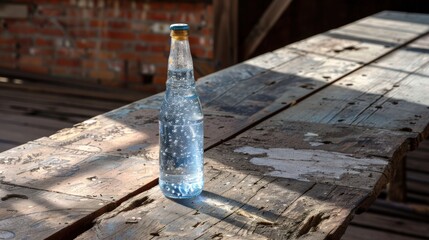 Rustic farmhouse decoration: Blank vinegar bottle with a blank label - vertical shot