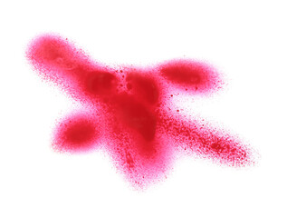 Abstract picture drawn by pink spray paint isolated on white, top view
