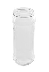 One empty glass jar isolated on white