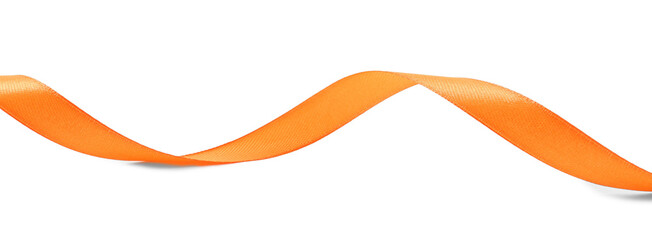 One beautiful orange ribbon isolated on white