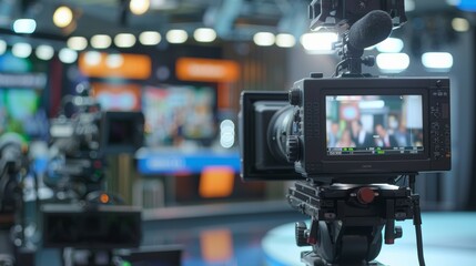 Professional Video Camera Capturing Live Television Studio Production Scene