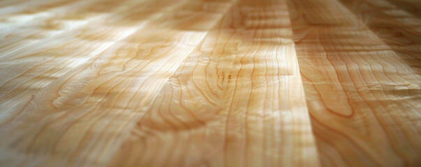 A macro shot of maple wood paneling with a light, creamy color and subtle grain patterns. The smooth, glossy finish adds a touch of elegance and luxury.