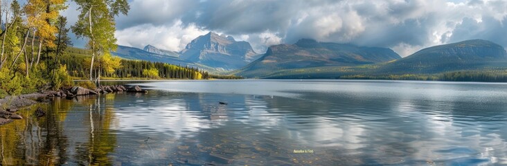 Fototapeta premium Serene Mountain Lake Landscape