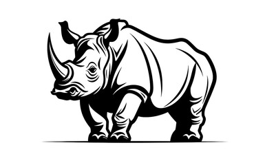 Obraz premium Drawing of a rhino, black lines, white background