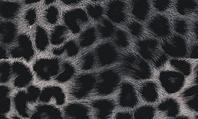 Black Leopard Skin Texture Pattern Vector. Seamless Animal Wildlife Skin Pattern. Leopard Fur Camouflage Background.