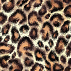 Leopard Skin Texture Pattern Vector. Seamless Animal Wildlife Skin Pattern. Leopard Fur Camouflage Background.