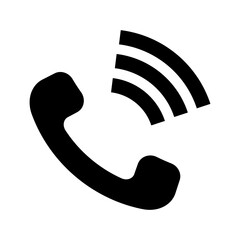 Illustration showing a black phone icon on a white background