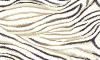 Fashionable White Tiger Skin Pattern Vector Illustration Seamless Design. Animal Striped Skin Fur Pattern Texture Background