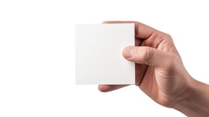 Fototapeta premium Blank White Card Held by a Hand on a Transparent Background