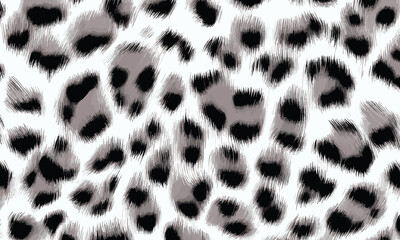 White Leopard Skin Texture Pattern Vector. Seamless Animal Wildlife Skin Pattern. Leopard Fur Camouflage Background.