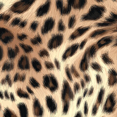 Leopard Skin Texture Pattern Vector. Seamless Animal Wildlife Skin Pattern. Leopard Fur Camouflage Background.