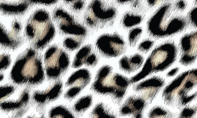 White Leopard Skin Texture Pattern Vector. Seamless Animal Wildlife Skin Pattern. Leopard Fur Camouflage Background.