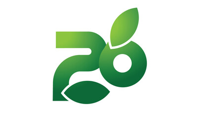26 Leaf Logo Number Green Simple Nature