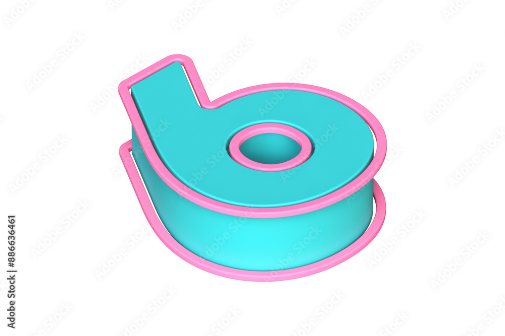 Poster lying down 3d number 6 in turquoise and magenta. isometric 3d rendering font suitable for poster, we