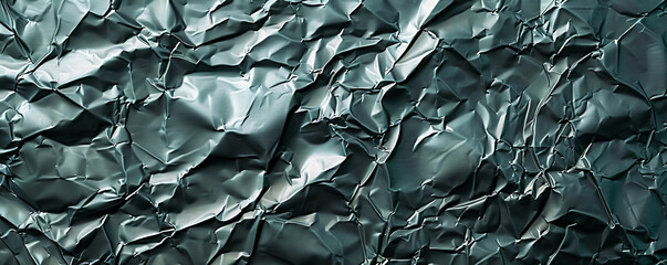 Metallic hemlock color background showcasing a crumpled texture, creating a dramatic and tactile surface with sharp highlights.