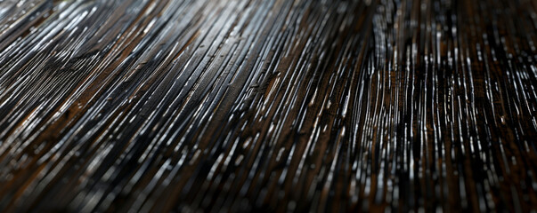 A close-up of ebony wood paneling, featuring a dark, almost black finish with subtle grain patterns. The sleek, polished surface exudes a modern, luxurious vibe.