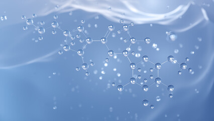 clindamycin molecular structure, 3d model molecule, antibiotic, structural chemical formula view from a microscope