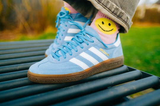 Close up shot of Adidas spezial sneakers. Dusseldorf, Germany . May 2 2024