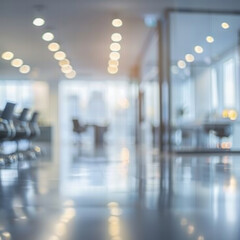 Obraz premium Warm bokeh lights in a cozy modern office interior.