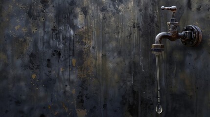 Conceptual Image of Oil Dripping from Faucet Symbolizing Precious Nature of Oil Resources at Sunset