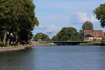 Geta channel. Carl Johan, King Charles XIV John and his son, Prince Oscar, visited the flight of locks during their construction. He laid two foundation stones, which is why the locks carry his name.