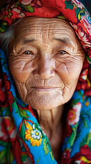 Obraz premium Kazakhstani Woman Portrait - Detailed Cultural Art