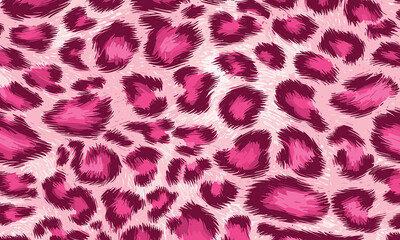 Pink Leopard Skin Texture Pattern Vector. Seamless Animal Wildlife Skin Pattern. Leopard Fur Camouflage Background.