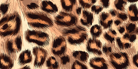Leopard Skin Texture Pattern Vector. Seamless Animal Wildlife Skin Pattern. Leopard Fur Camouflage Background.