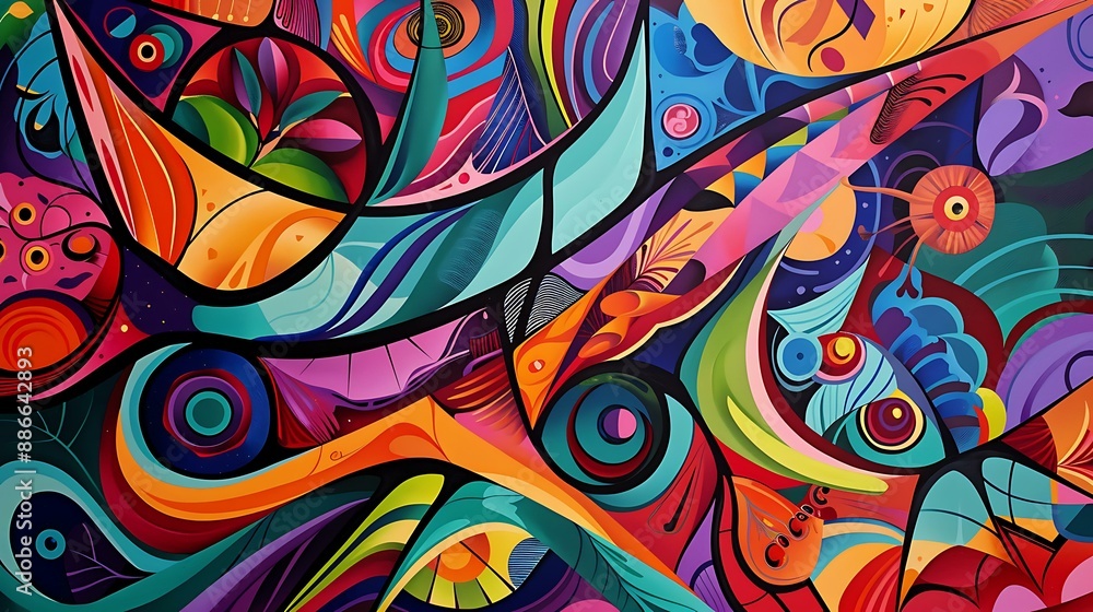 Poster bold contrast of sharp lines and organic patterns intertwining in a modern and artistic abstract bac