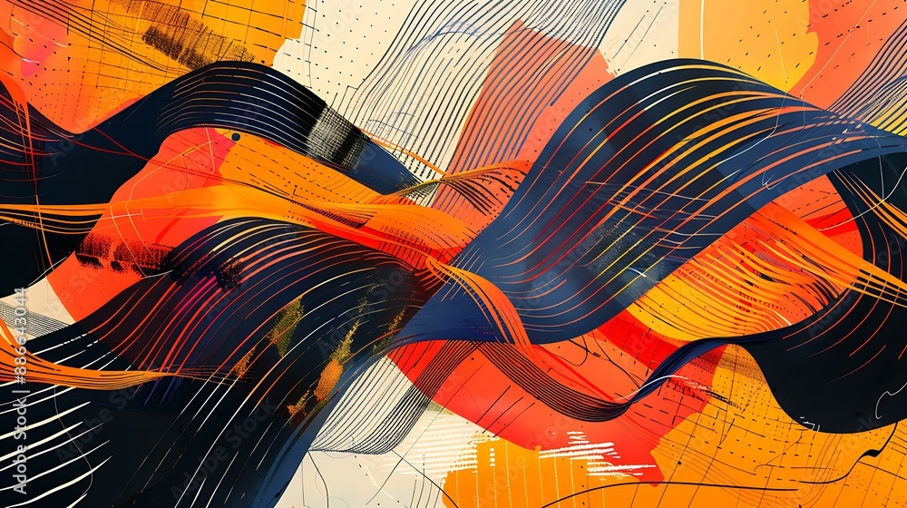 Poster bold contrast of sharp lines and organic patterns intertwining in a modern and artistic abstract bac