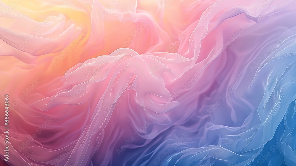 Poster soft gradient hues merging seamlessly to form a calming and fluid abstract background with subtle te