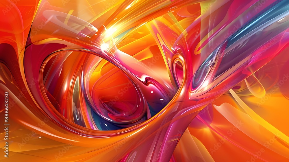 Poster vivid blend of swirling colors and geometric shapes creating a dynamic and energetic abstract backgr