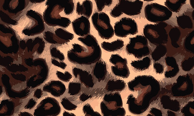 Leopard Skin Texture Pattern Vector. Seamless Animal Wildlife Skin Pattern. Leopard Fur Camouflage Background.