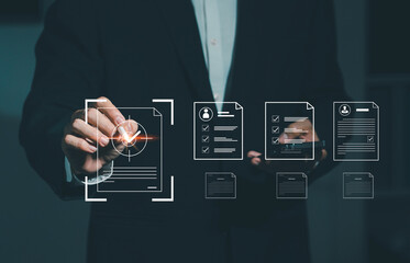 Concept, plan or strategy for project management Smart Business Project Manager presents the scope of work at the meeting. Goals and goals