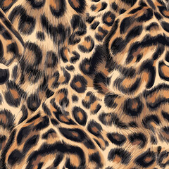 Leopard Skin Texture Pattern Vector. Seamless Animal Wildlife Skin Pattern. Leopard Fur Camouflage Background.