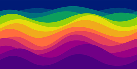 Colorful, rainbow waves, seamless, abstract, gradual background illustrate the sea or ocean water surface