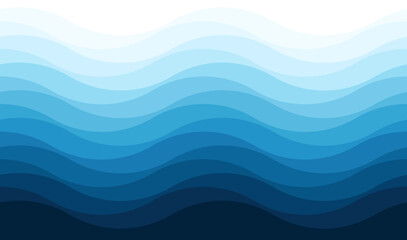 Blue waves, seamless, abstract, gradual background illustrate the sea or ocean water surface