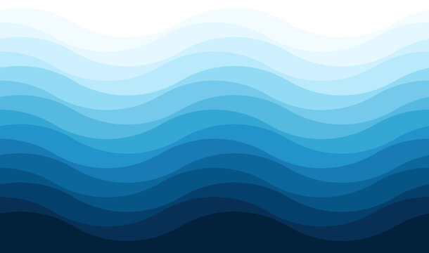 Blue waves, seamless, abstract, gradual background illustrate the sea or ocean water surface