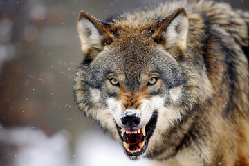 Intense Snarling Wolf - Detailed Wildlife Art