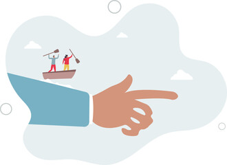 Team direction, business decision or leadership, guidance or strategy to achieve success, determination and inspiration concept.flat design.illustration with people.
