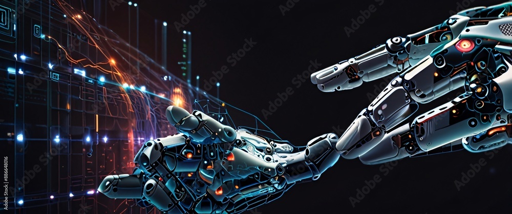 Poster artificial intelligence futuristic innovation robot connection intelligence learning science cyber f