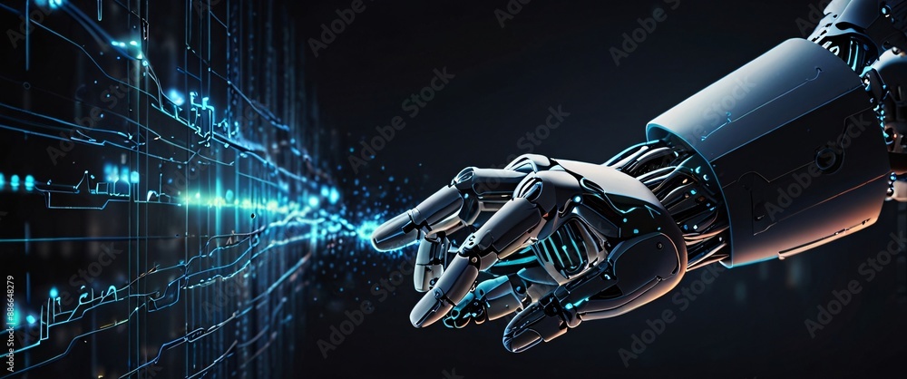 Poster artificial intelligence futuristic innovation robot connection intelligence learning science cyber f