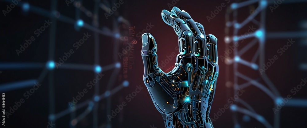 Poster artificial intelligence futuristic innovation robot connection intelligence learning science cyber f