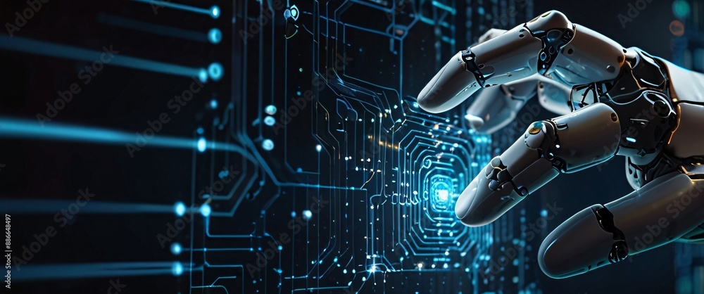 Poster artificial intelligence futuristic innovation robot connection intelligence learning science cyber f