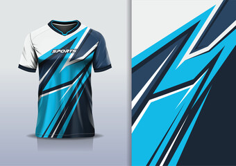 Sport jersey design template mockup stripe line racing for football soccer, running, esports, blue white color © Nimpuna O