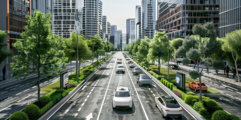 Visualizing modern future holographic car navigation technology on a highway, showcasing advanced augmented reality interfaces for enhanced navigation and driving experiences