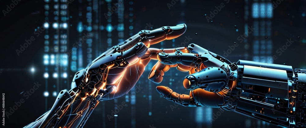 Poster artificial intelligence futuristic innovation robot connection intelligence learning science cyber f