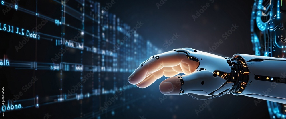 Poster artificial intelligence futuristic innovation robot connection intelligence learning science cyber f